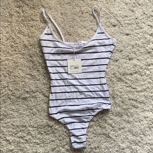 NWT Missguided white striped bodysuit size 2